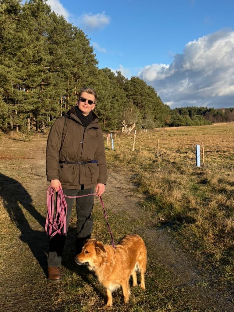 Dawid Hamera with his dog Saba